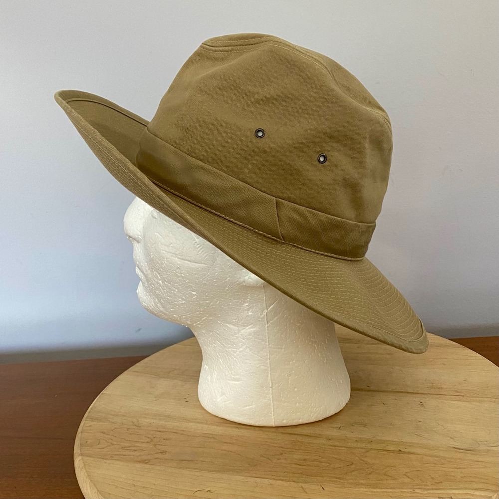Vtg Banana Republic Safari Hat Wide Brim Tan Canvas Sun Fishing Fedora Men's L